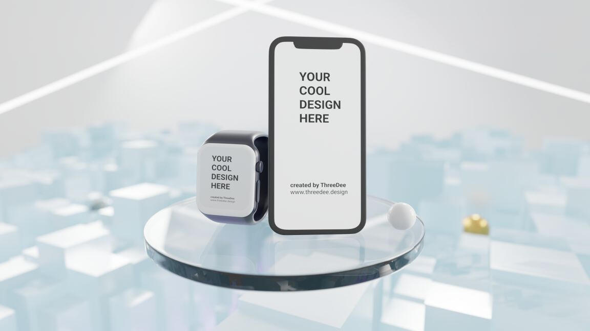 Free mobile 3D mockups of an iPhone, Samsung and other smartphones.