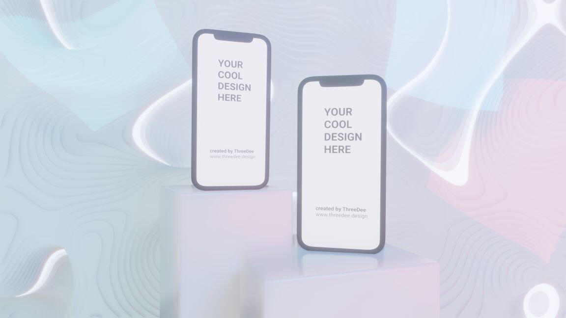 Free mobile 3D mockups of an iPhone, Samsung and other smartphones.