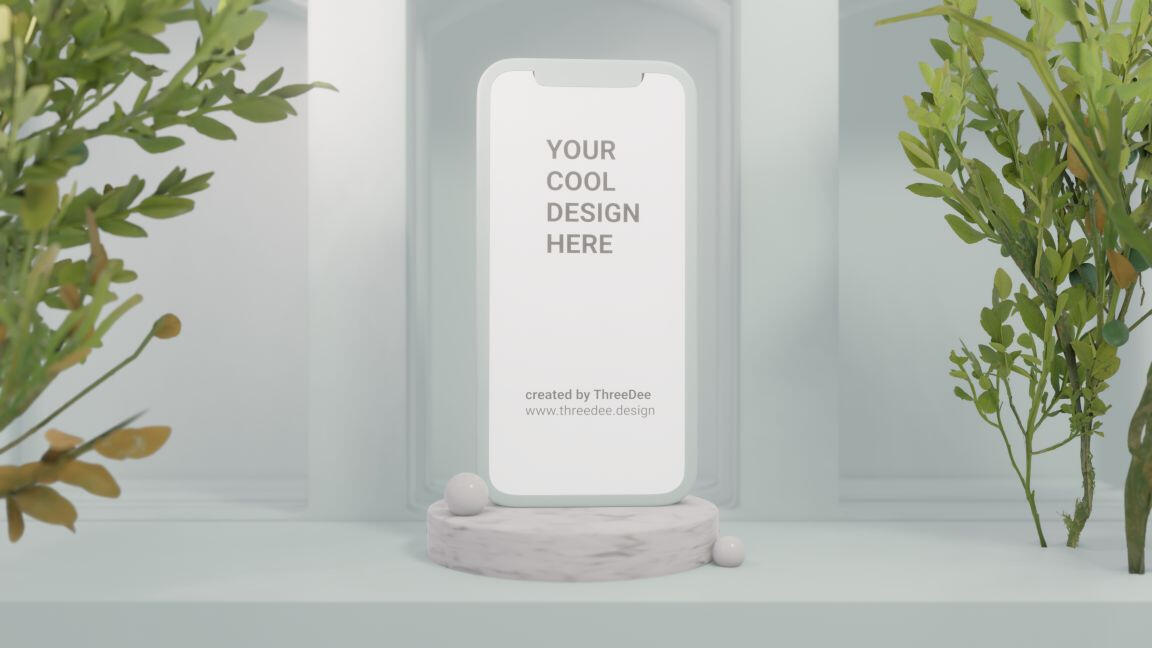 Free mobile 3D mockups of an iPhone, Samsung and other smartphones.