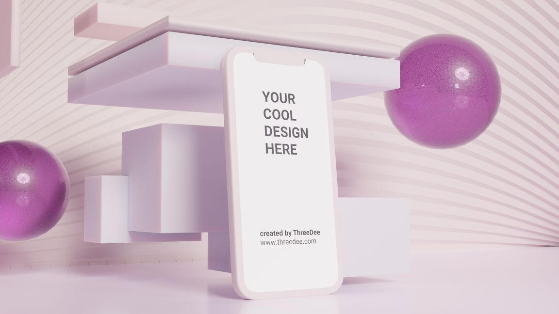 Free mobile 3D mockups of an iPhone, Samsung and other smartphones.